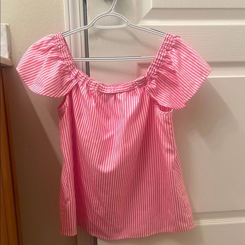Pink Striped Off-Shoulder Top by Vineyard Vines